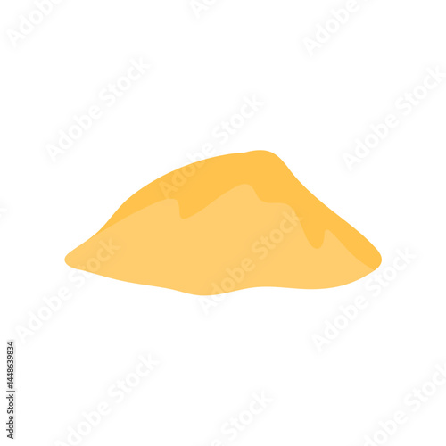 Pile of sand illustration. Heap of sand mound, desert or beach dune cartoon style. Construction material.