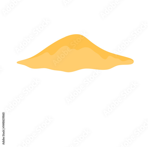 Pile of sand illustration. Heap of sand mound, desert or beach dune cartoon style. Construction material.
