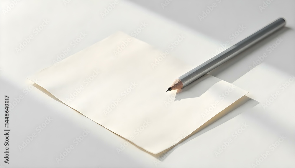 Blank paper with mechanical pencil isolated on white Blank paper with mechanical pencil isolated on white