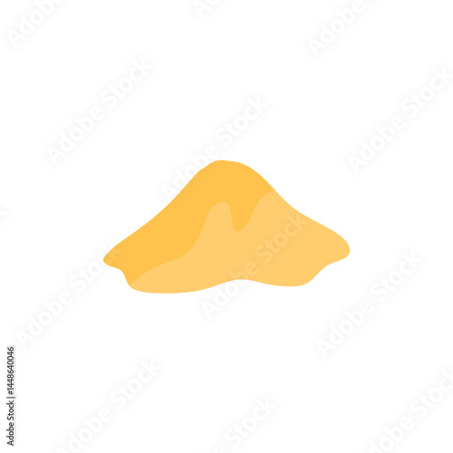 Pile of sand illustration. Heap of sand mound, desert or beach dune cartoon style. Construction material.