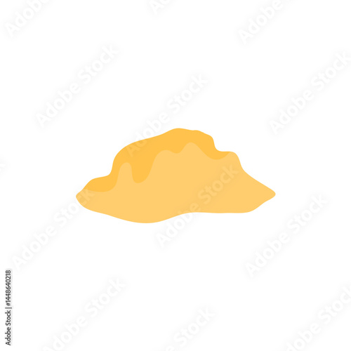 Pile of sand illustration. Heap of sand mound, desert or beach dune cartoon style. Construction material.