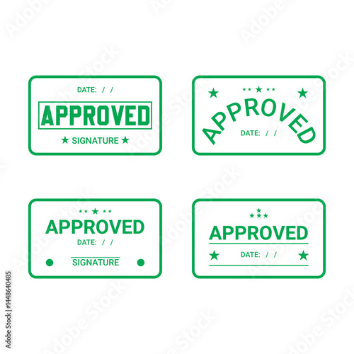  4 square green approved stamp with 100% editable file