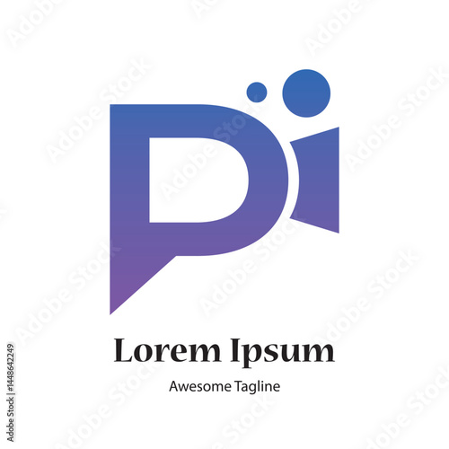 p letter camera included media type logo design icon