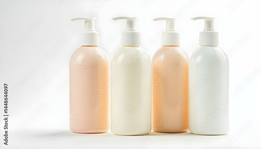 Studio shot of shampoo bottles isolated on white Studio shot of shampoo bottles isolated on white