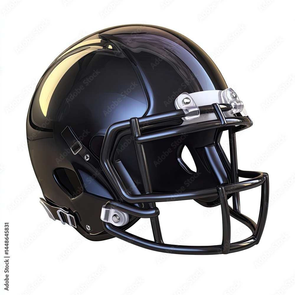 Glossy Black American Football Helmet. Glossy Black American Football Helmet.
