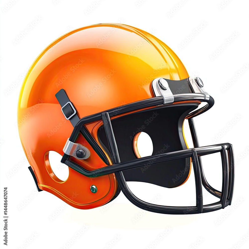 Fototapeta premium Orange American Football Helmet with Game Day Ready.