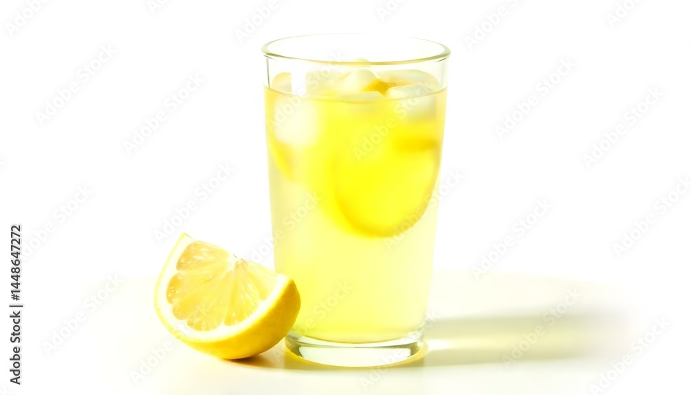 Glass of fresh lemonade isolated on white background Glass of fresh lemonade isolated on white background