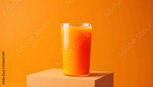 Wallpaper Mural fresh carrot juice in glass bottle on cube on orange background Torontodigital.ca