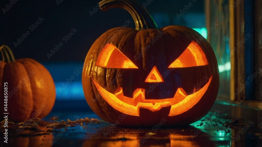 Fototapeta premium Neon jack-o’-lantern