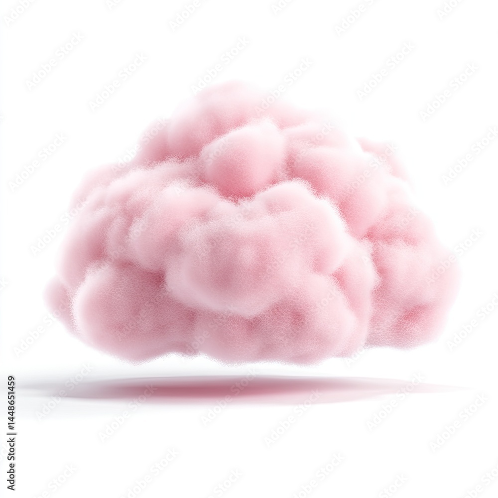 Pink Fluffy Cloud with Dreamy Soft Texture, and Isolated Background. Pink Fluffy Cloud with Dreamy Soft Texture, and Isolated Background.