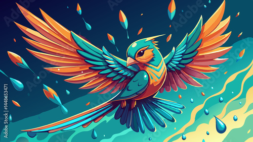 A swift rise from the water's mirror-like surface.
The fish escaped, but the moment was art.
Color, motion, and form blend in perfection.
Best for expressive vector bird portraits.