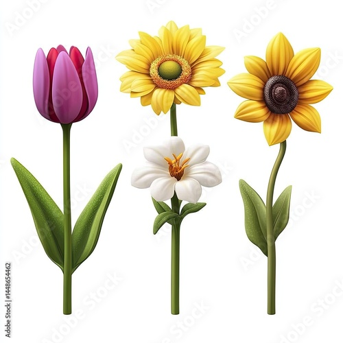 Wallpaper Mural Vibrant Spring Flowers Tulip with Sunflowers, and Lily  Floral Design. Torontodigital.ca