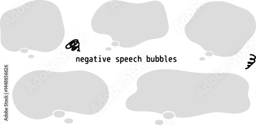 Hand written speech bubble set line art of vague anxieties and simple lines