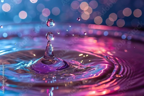 Wallpaper Mural Dynamic Water Splash with Colorful Lights and Ripples Torontodigital.ca