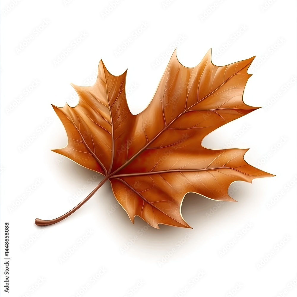 Naklejka premium Autumn Maple Leaf Golden Hues on White.