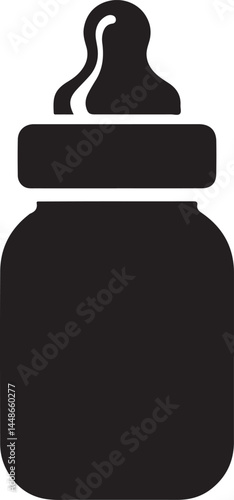Baby bottle silhouette vector, Children feeding bottle vector illustration