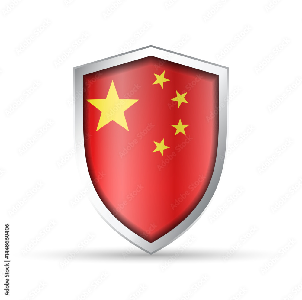 China Flag Glossy Shield Icon China Flag Glossy Shield Icon