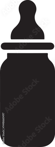 Baby bottle silhouette vector, Children feeding bottle vector illustration
