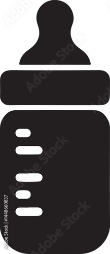 Baby bottle silhouette vector, Children feeding bottle vector illustration