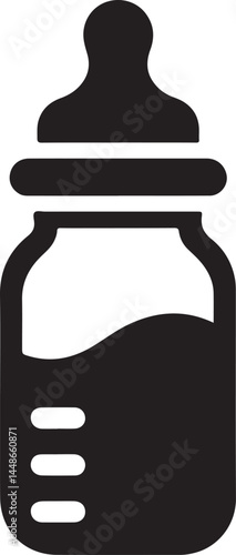 Baby bottle silhouette vector, Children feeding bottle vector illustration