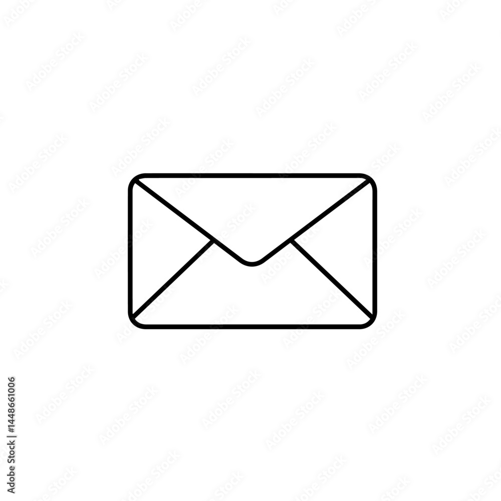 Simple black envelope icon on white background Simple black envelope icon on white background