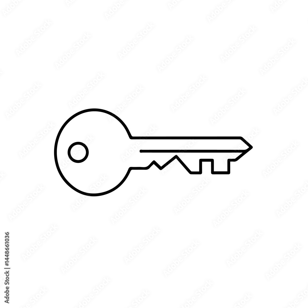 Simple outline key design on a white background Simple outline key design on a white background