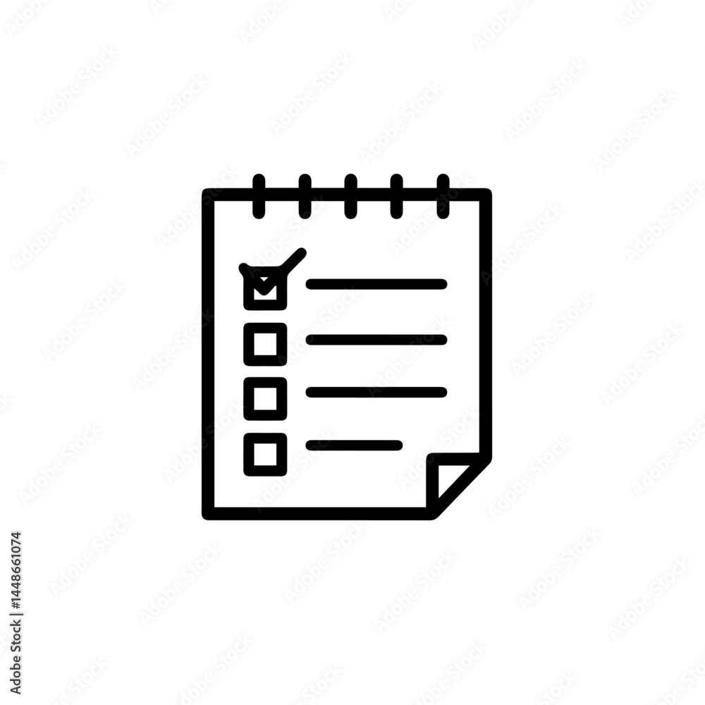 Fototapeta premium Checklist with Checkmark Icon on a Notepad Background