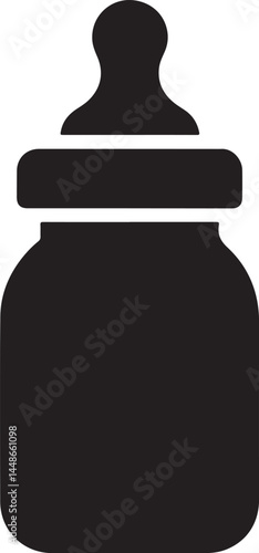 Baby bottle silhouette vector, Children feeding bottle vector illustration