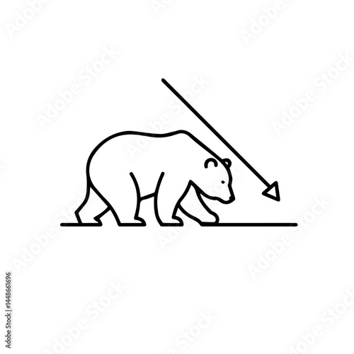Bear illustration indicating a downward trend  