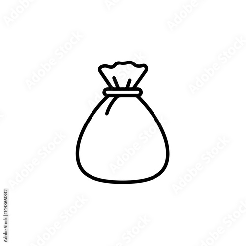 Money bag icon in minimalistic style with outline design  