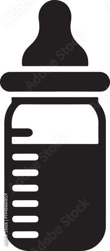 Baby bottle silhouette vector, Children feeding bottle vector illustration