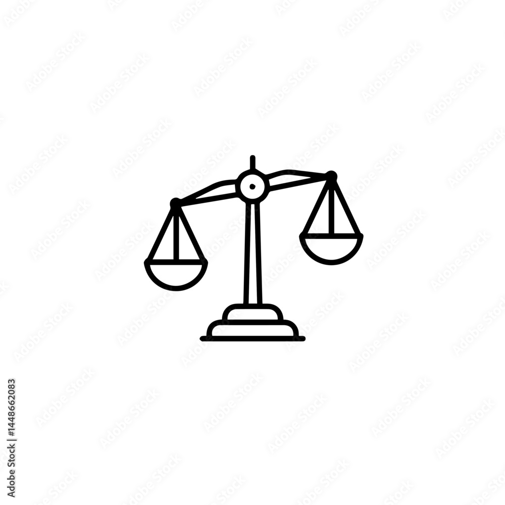 Outline of a balance scale symbolizing justice and fairness Outline of a balance scale symbolizing justice and fairness