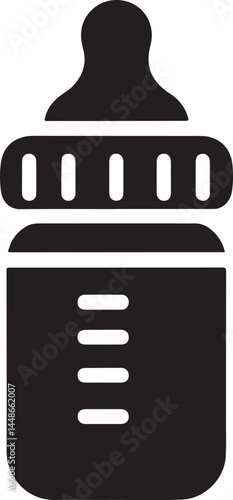 Baby bottle silhouette vector, Children feeding bottle vector illustration