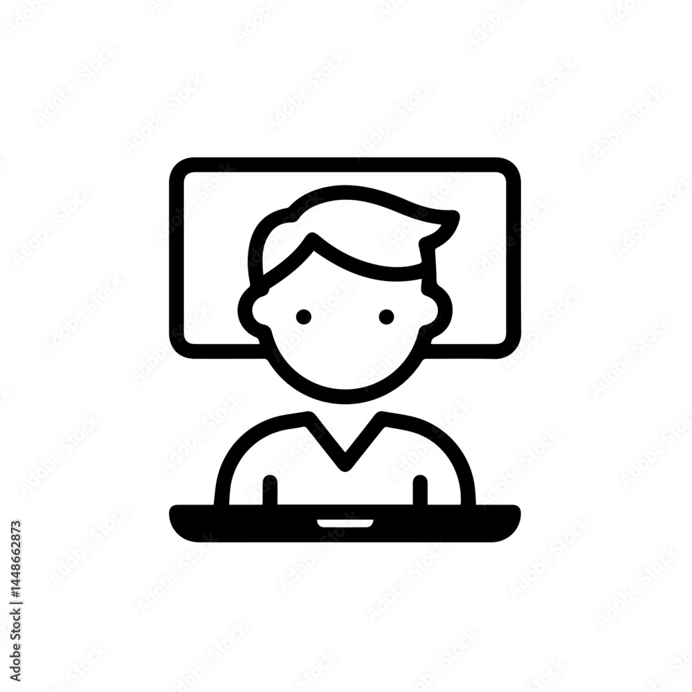 Fototapeta premium Businessperson working on a laptop with a screen background 