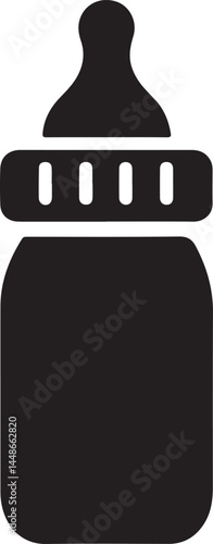 Baby bottle silhouette vector, Children feeding bottle vector illustration
