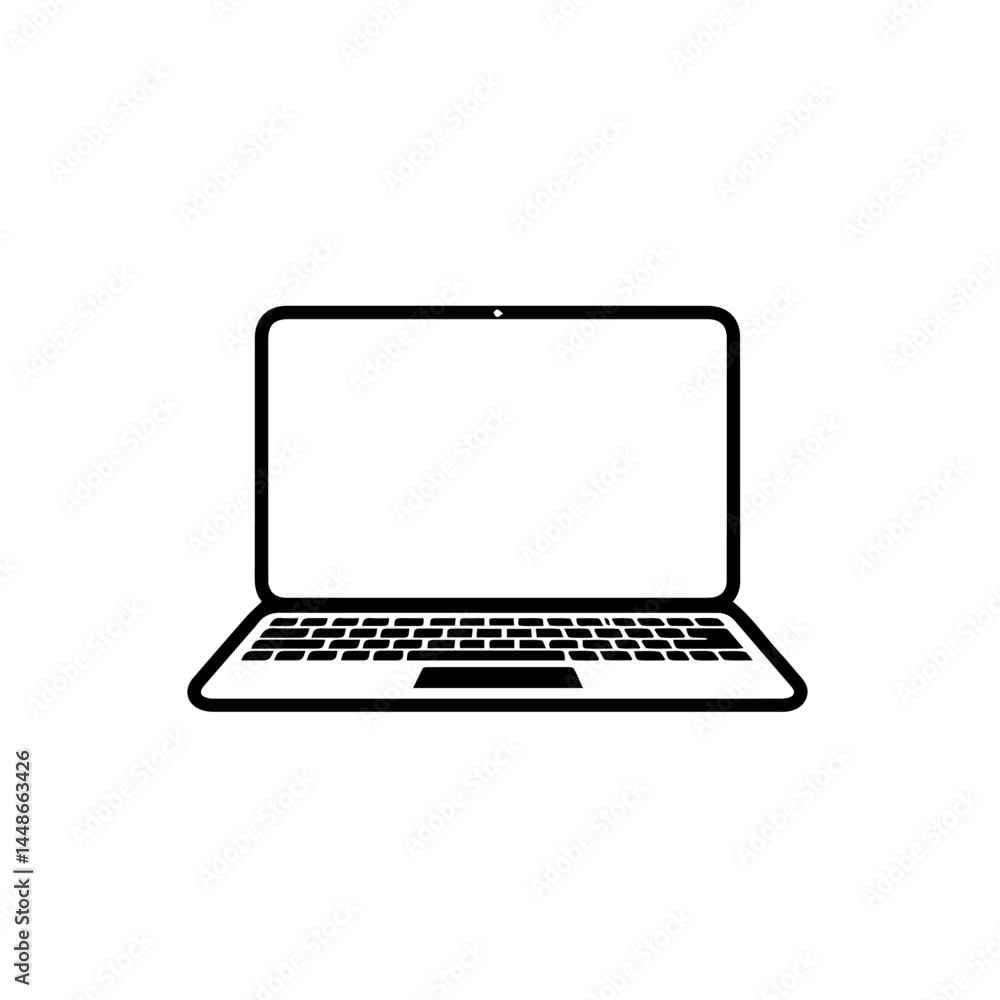 Laptop illustration with blank screen in minimalistic style Laptop illustration with blank screen in minimalistic style