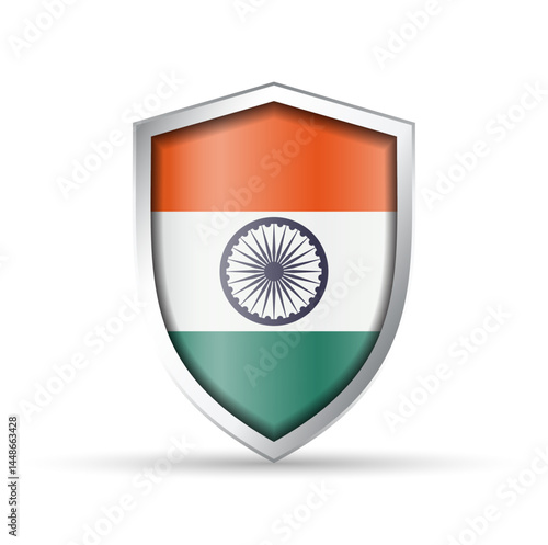 India Flag Glossy Shield Icon
