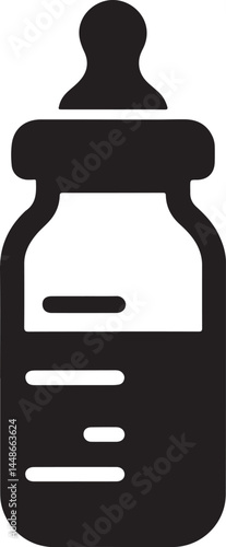 Baby bottle silhouette vector, Children feeding bottle vector illustration
