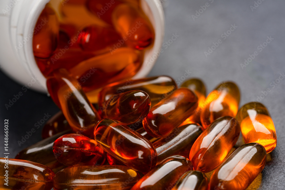 Dietary supplement containing omega 3 fish oil capsules