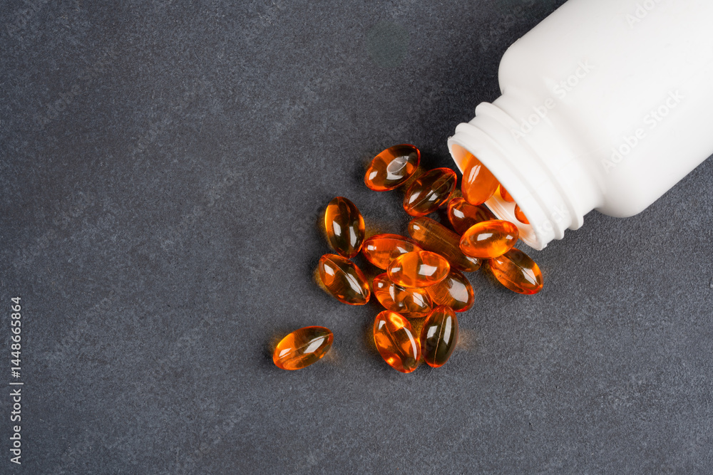 Dietary supplement containing omega 3 fish oil capsules