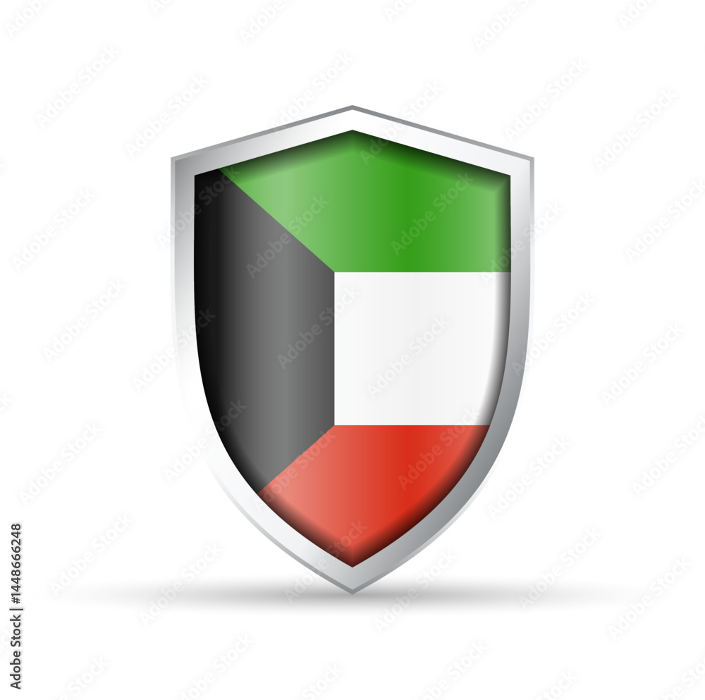 Kuwait Flag Glossy Shield Icon Kuwait Flag Glossy Shield Icon