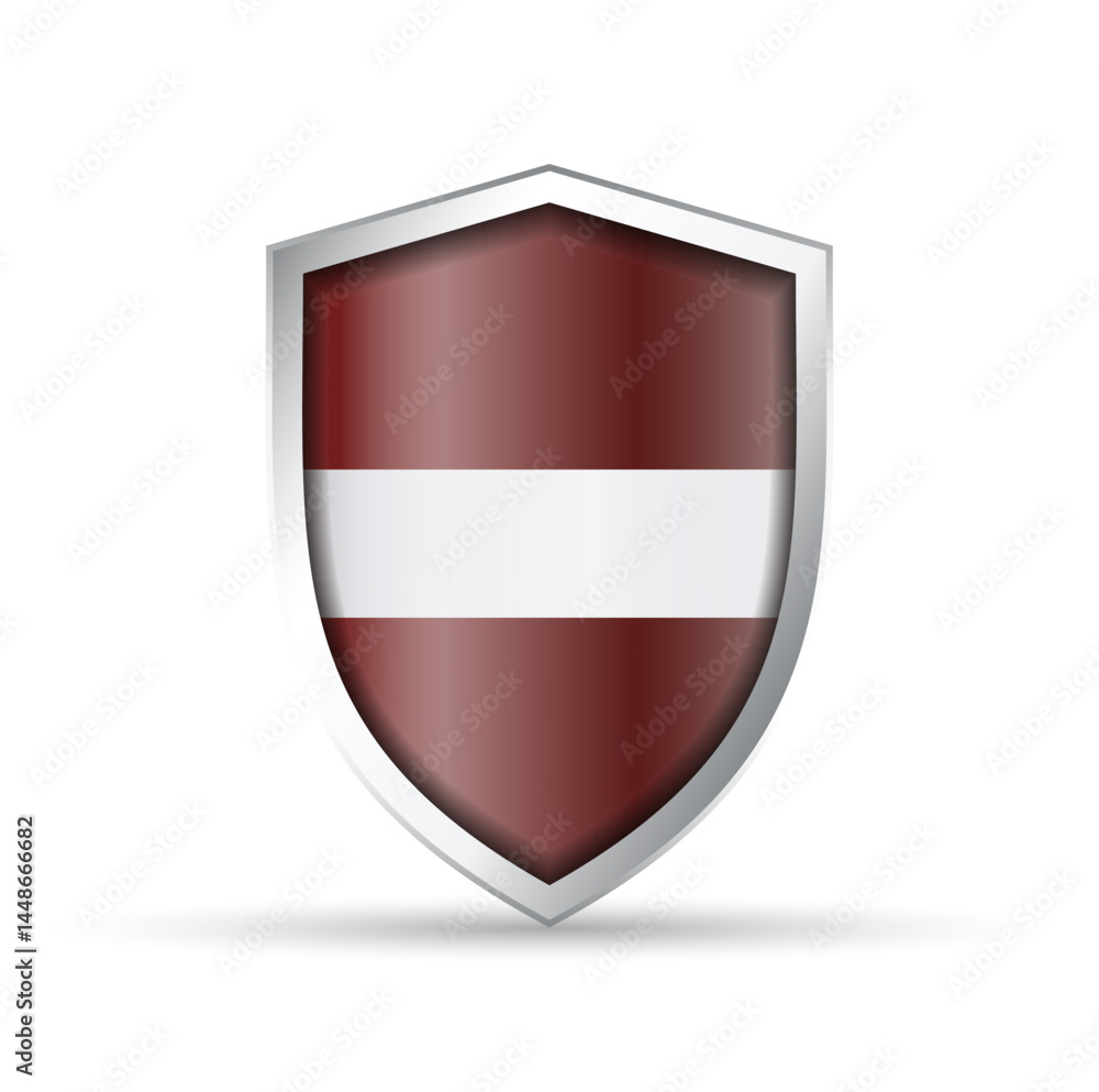 Latvia Flag Glossy Shield Icon Latvia Flag Glossy Shield Icon