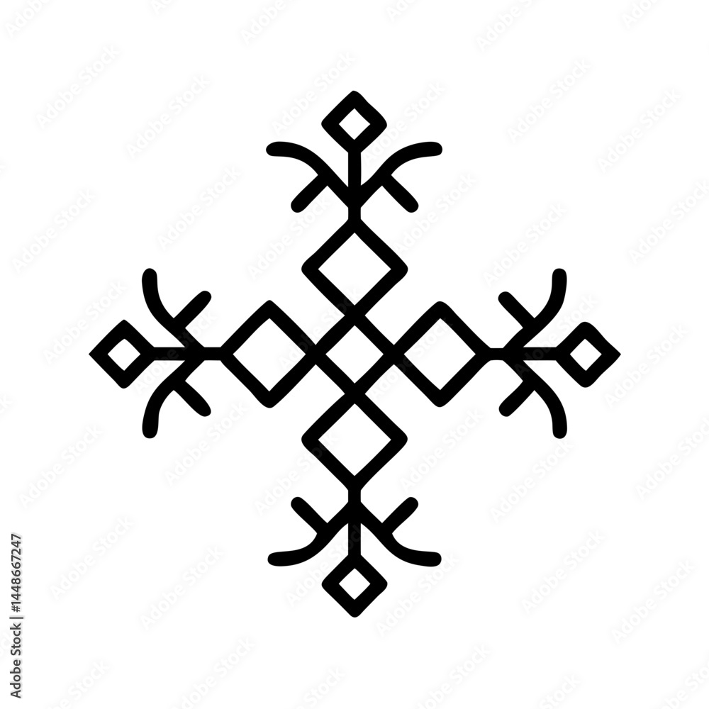 Fototapeta premium Nordic traditional folk pattern design in black and white 