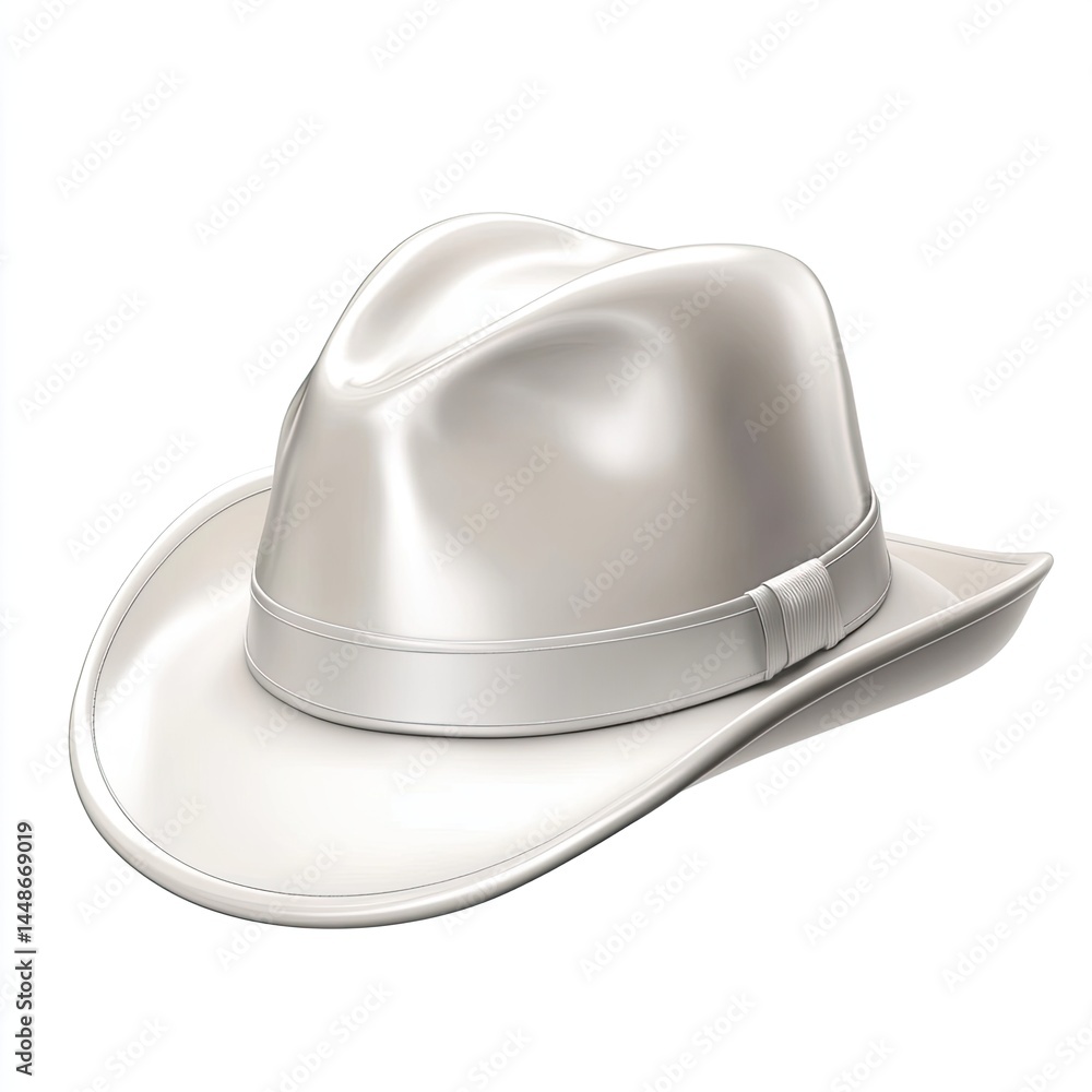Fototapeta premium Elegant White Fedora Hat Style Fashion Accessory.