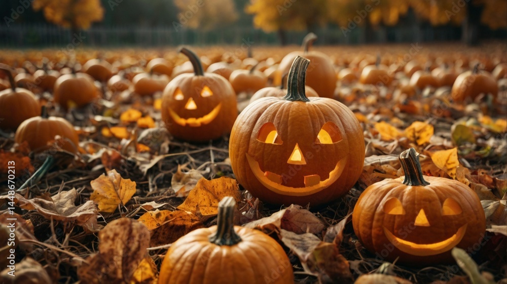 Fototapeta premium A group of jack-o’-lanterns