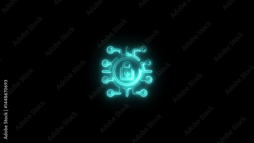 glowing neon access-control icon animation black background. 4K Video motion graphic animation. glowing neon access-control icon animation black background. 4K Video motion graphic animation.