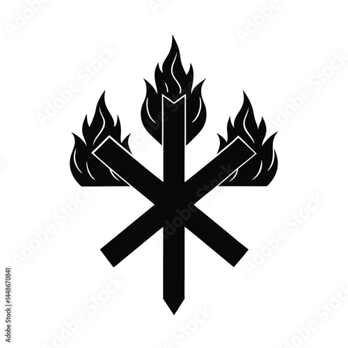 fire merging into cross shape