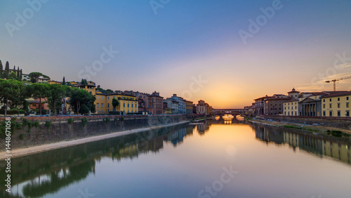 Wallpaper Mural Sunset view of Florence Ponte Vecchio over Arno River in Florence timelapse, Italy. Torontodigital.ca