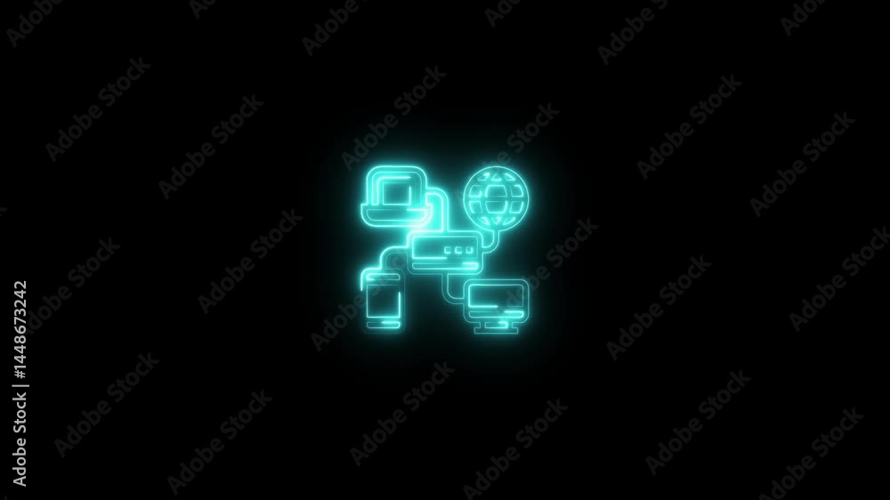 glowing neon local-area icon animation black background. 4K Video motion graphic animation. glowing neon local-area icon animation black background. 4K Video motion graphic animation.