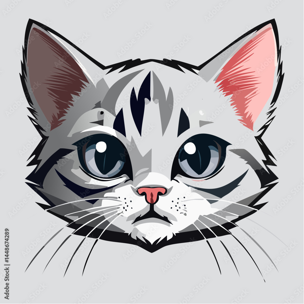 Obraz premium むすっとした可愛いアメリカンショートヘア